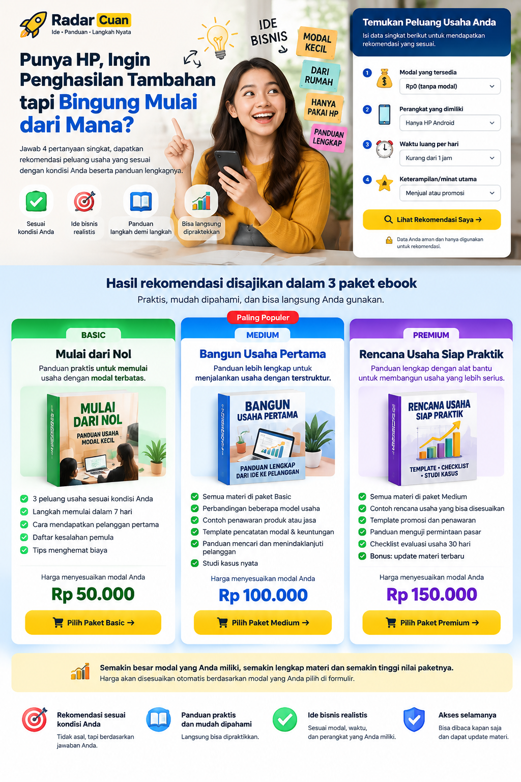 Ilustrasi Radar Cuan: ide bisnis dari rumah menggunakan HP